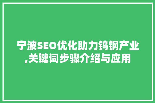 宁波SEO优化助力钨钢产业,关键词步骤介绍与应用