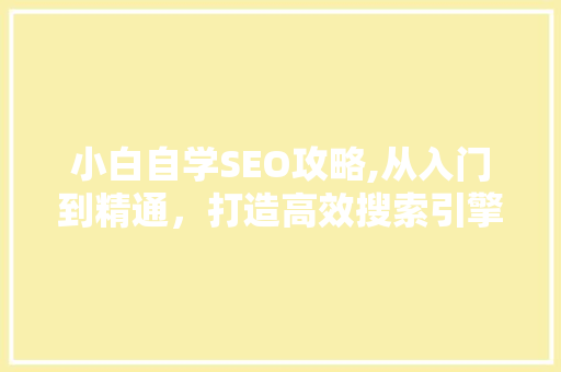 小白自学SEO攻略,从入门到精通，打造高效搜索引擎优化之路