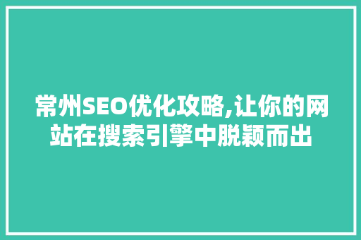 常州SEO优化攻略,让你的网站在搜索引擎中脱颖而出