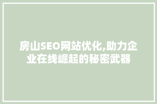 房山SEO网站优化,助力企业在线崛起的秘密武器