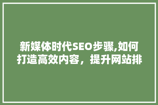 新媒体时代SEO步骤,如何打造高效内容，提升网站排名