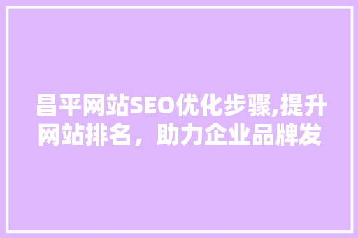 昌平网站SEO优化步骤,提升网站排名，助力企业品牌发展