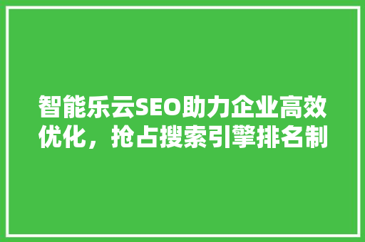 智能乐云SEO助力企业高效优化，抢占搜索引擎排名制高点