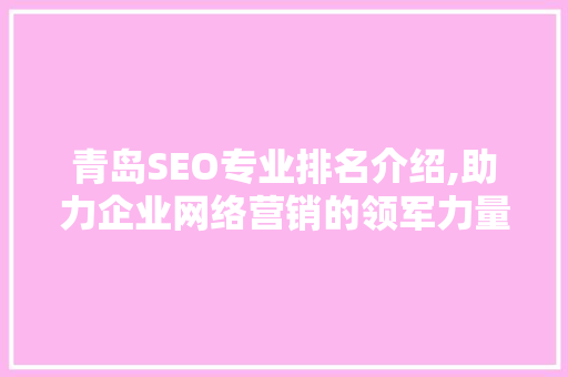 青岛SEO专业排名介绍,助力企业网络营销的领军力量