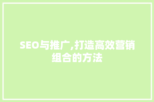 SEO与推广,打造高效营销组合的方法