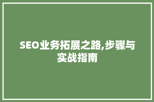 SEO业务拓展之路,步骤与实战指南