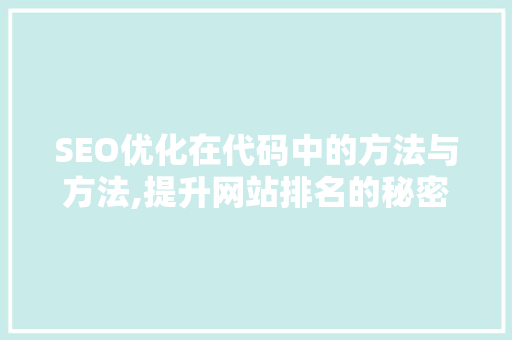 SEO优化在代码中的方法与方法,提升网站排名的秘密武器