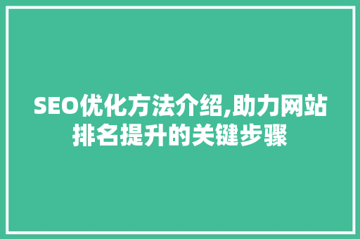 SEO优化方法介绍,助力网站排名提升的关键步骤