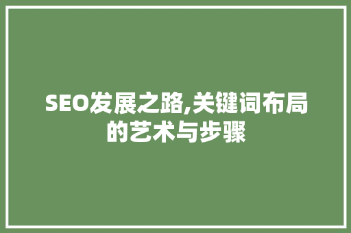 SEO发展之路,关键词布局的艺术与步骤