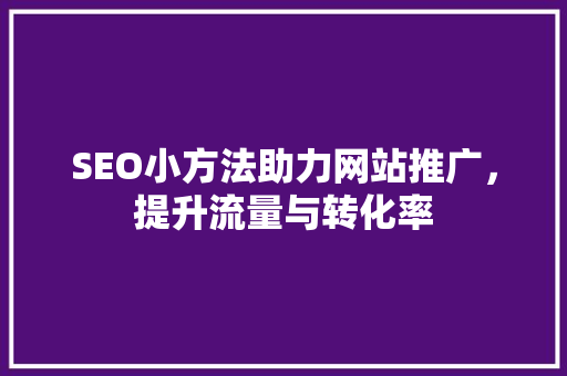 SEO小方法助力网站推广，提升流量与转化率