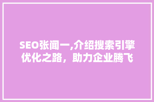 SEO张闻一,介绍搜索引擎优化之路，助力企业腾飞