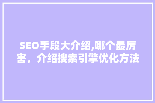 SEO手段大介绍,哪个最厉害，介绍搜索引擎优化方法