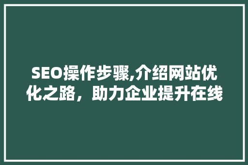 SEO操作步骤,介绍网站优化之路，助力企业提升在线竞争力