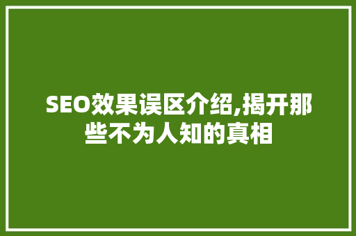 SEO效果误区介绍,揭开那些不为人知的真相