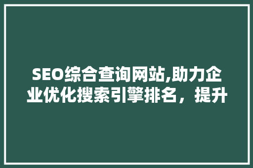 SEO综合查询网站,助力企业优化搜索引擎排名，提升品牌影响力