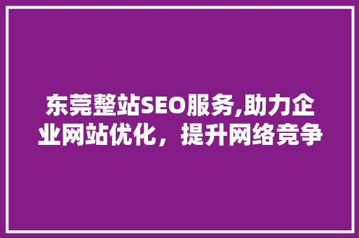 东莞整站SEO服务,助力企业网站优化，提升网络竞争力