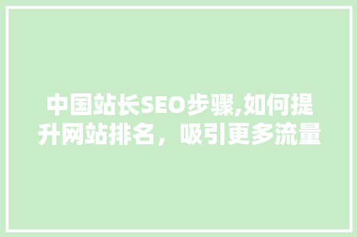 中国站长SEO步骤,如何提升网站排名，吸引更多流量