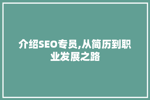 介绍SEO专员,从简历到职业发展之路
