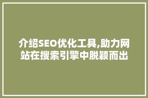 介绍SEO优化工具,助力网站在搜索引擎中脱颖而出
