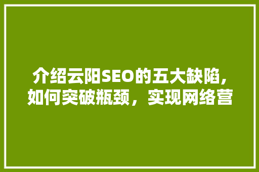 介绍云阳SEO的五大缺陷,如何突破瓶颈，实现网络营销新高度