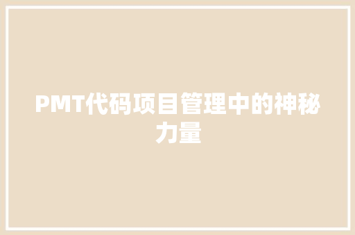 PMT代码项目管理中的神秘力量