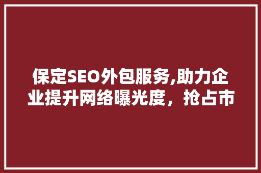 保定SEO外包服务,助力企业提升网络曝光度，抢占市场先机
