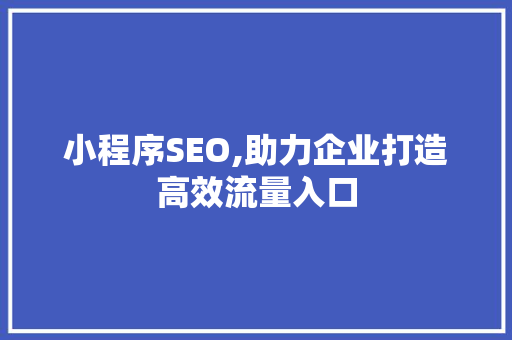 小程序SEO,助力企业打造高效流量入口