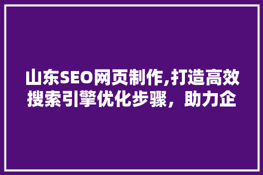 山东SEO网页制作,打造高效搜索引擎优化步骤，助力企业线上腾飞