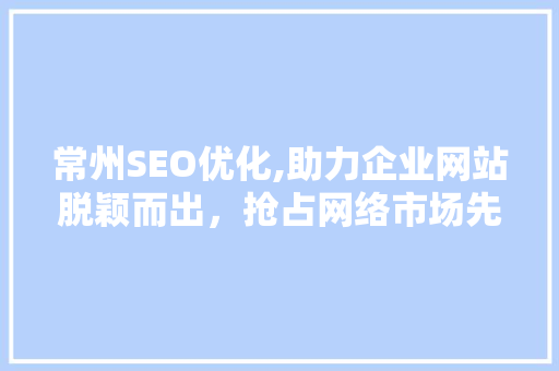 常州SEO优化,助力企业网站脱颖而出，抢占网络市场先机