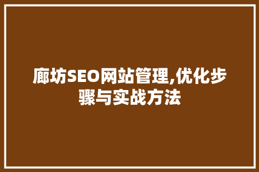 廊坊SEO网站管理,优化步骤与实战方法