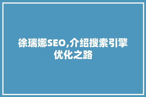 徐瑞娜SEO,介绍搜索引擎优化之路