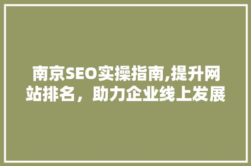 南京SEO实操指南,提升网站排名，助力企业线上发展