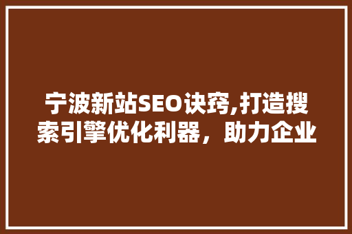 宁波新站SEO诀窍,打造搜索引擎优化利器，助力企业腾飞