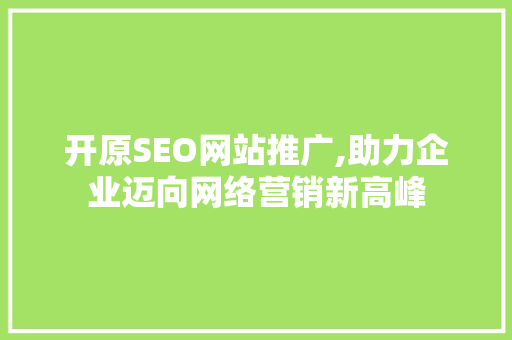 开原SEO网站推广,助力企业迈向网络营销新高峰