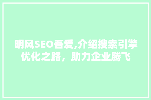 明风SEO吾爱,介绍搜索引擎优化之路，助力企业腾飞