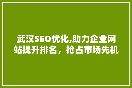 武汉SEO优化,助力企业网站提升排名，抢占市场先机