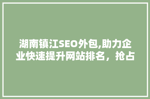 湖南镇江SEO外包,助力企业快速提升网站排名，抢占市场先机