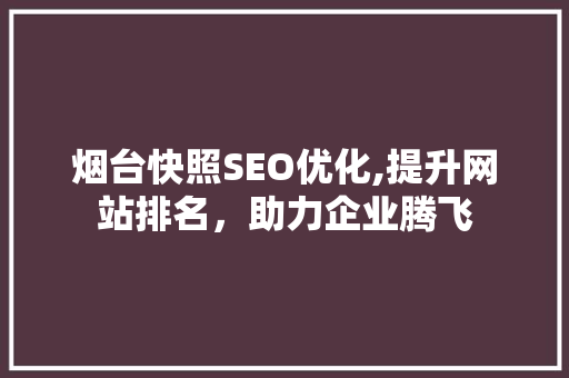 烟台快照SEO优化,提升网站排名，助力企业腾飞  第1张