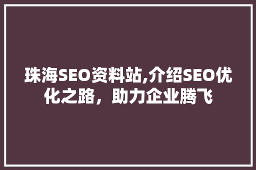 珠海SEO资料站,介绍SEO优化之路，助力企业腾飞