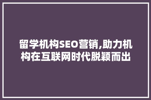 留学机构SEO营销,助力机构在互联网时代脱颖而出