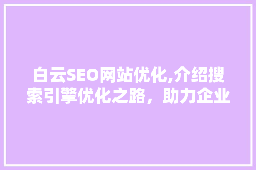 白云SEO网站优化,介绍搜索引擎优化之路，助力企业腾飞