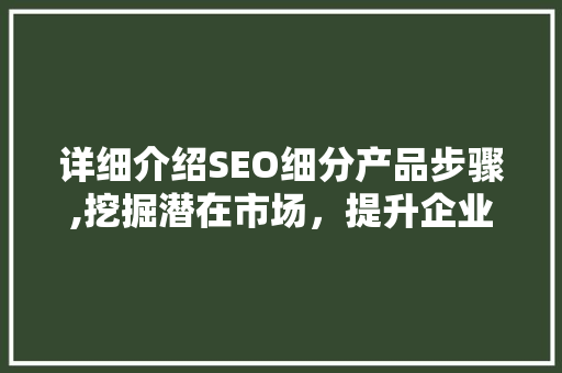 详细介绍SEO细分产品步骤,挖掘潜在市场，提升企业竞争力