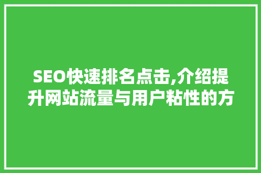 SEO快速排名点击,介绍提升网站流量与用户粘性的方法