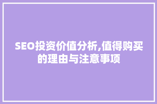 SEO投资价值分析,值得购买的理由与注意事项  第1张