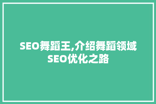 SEO舞蹈王,介绍舞蹈领域SEO优化之路