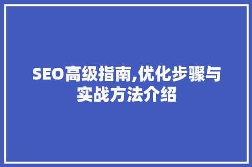 SEO高级指南,优化步骤与实战方法介绍