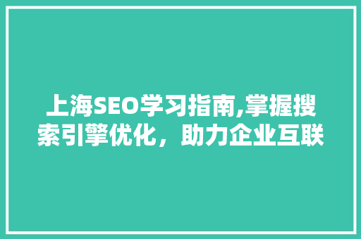 上海SEO学习指南,掌握搜索引擎优化，助力企业互联网营销