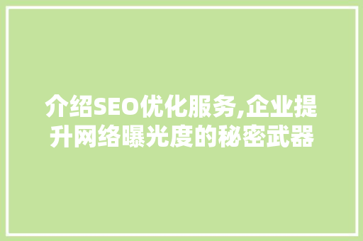 介绍SEO优化服务,企业提升网络曝光度的秘密武器