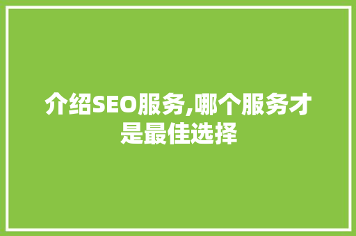 介绍SEO服务,哪个服务才是最佳选择
