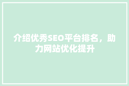 介绍优秀SEO平台排名，助力网站优化提升